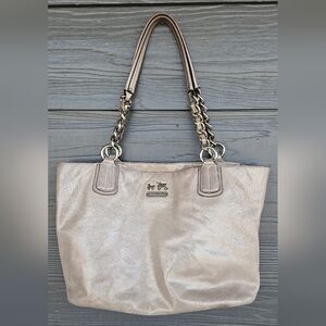 Coach Chelsea Metallic Platinum Chain Tote Bag 18694